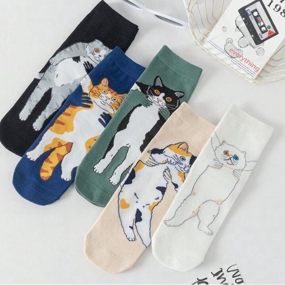 New Cat Cuddle Socks 5 Choices Womens - Picture 2 of 4
